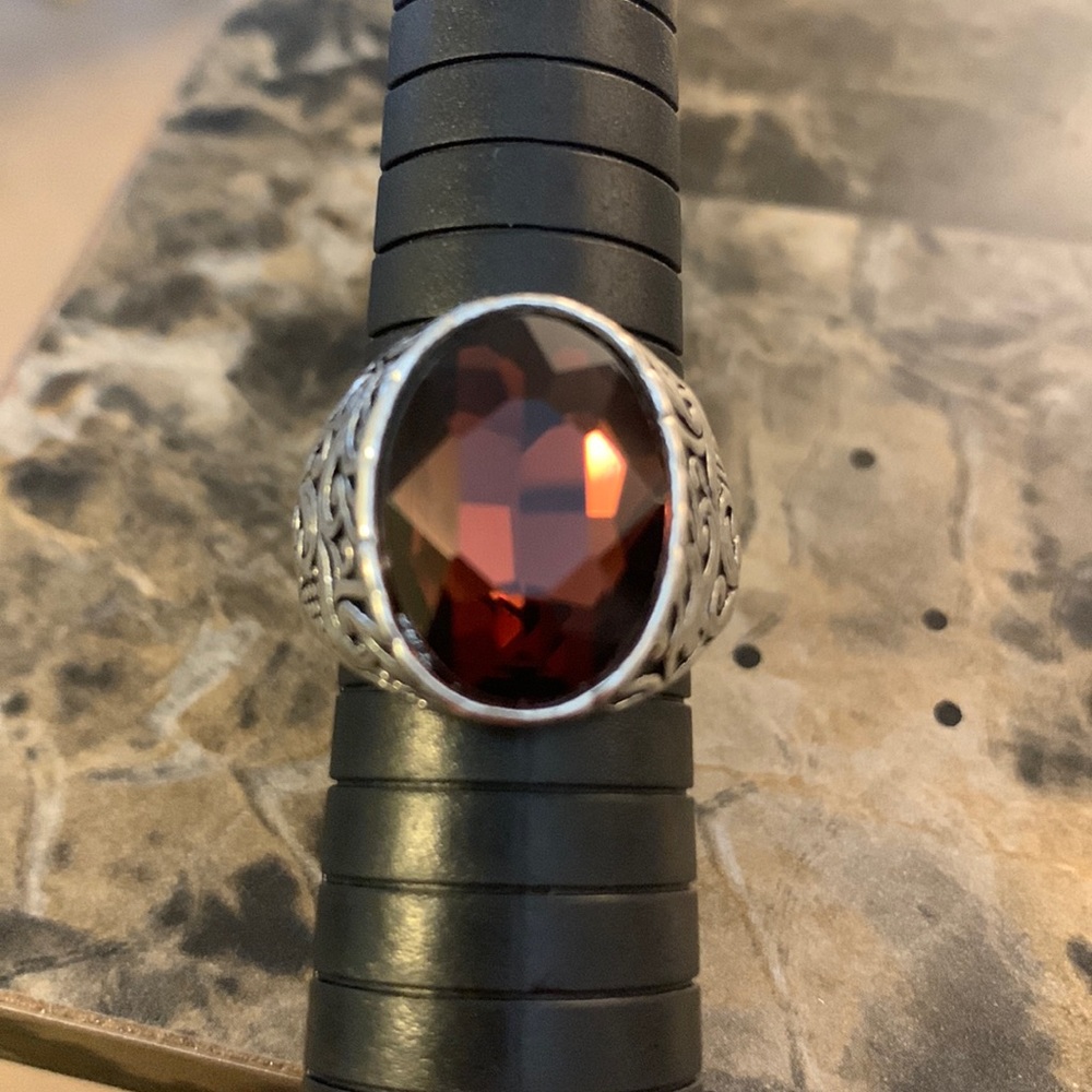 🆑 CZ Imitation ring purple/red bronze sparkly silver ring, fake diamond ring